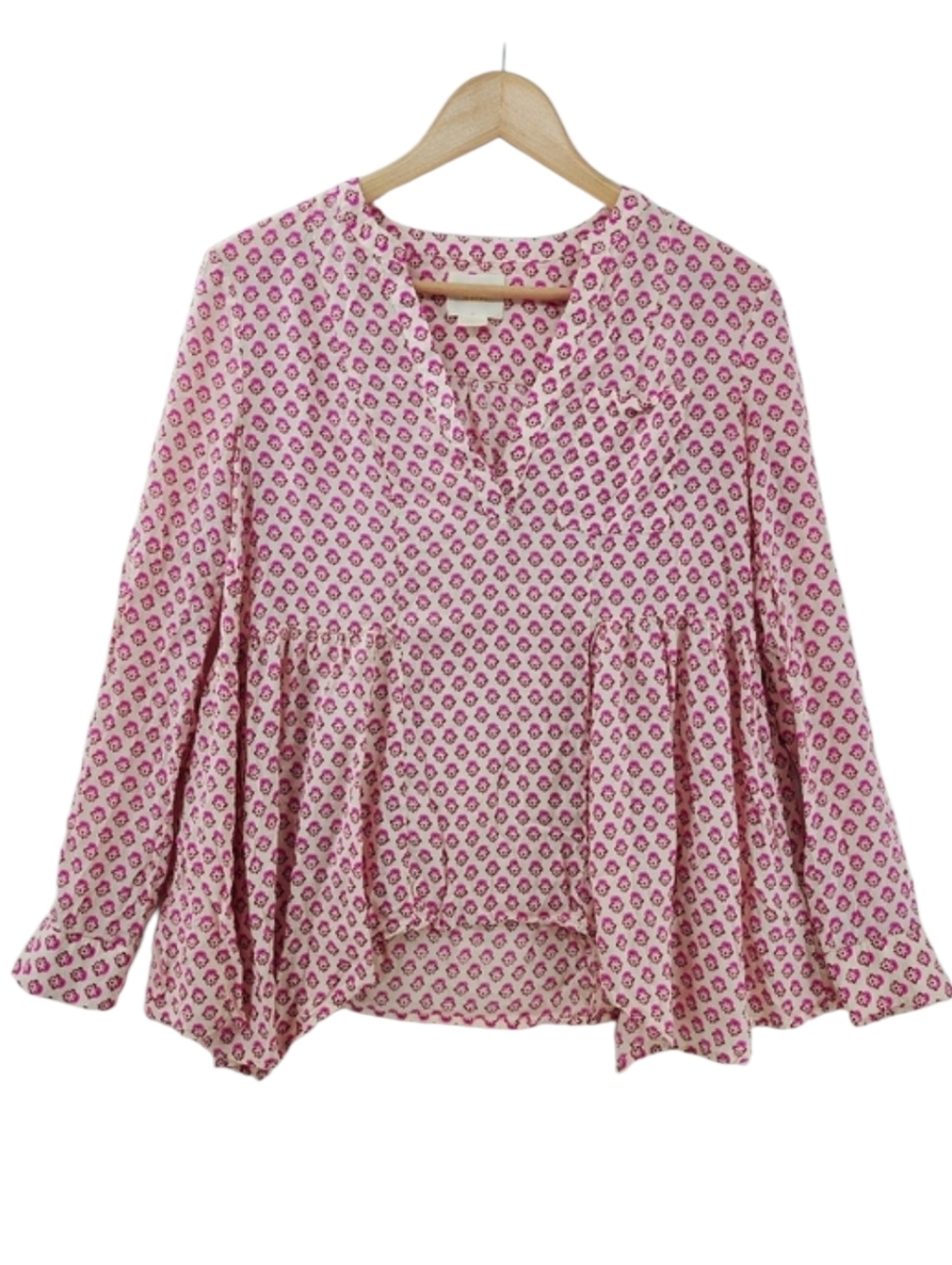 Maeve Anthropologie Boho Hippie Pink Crème Skirted Blouse Size O Extra Small